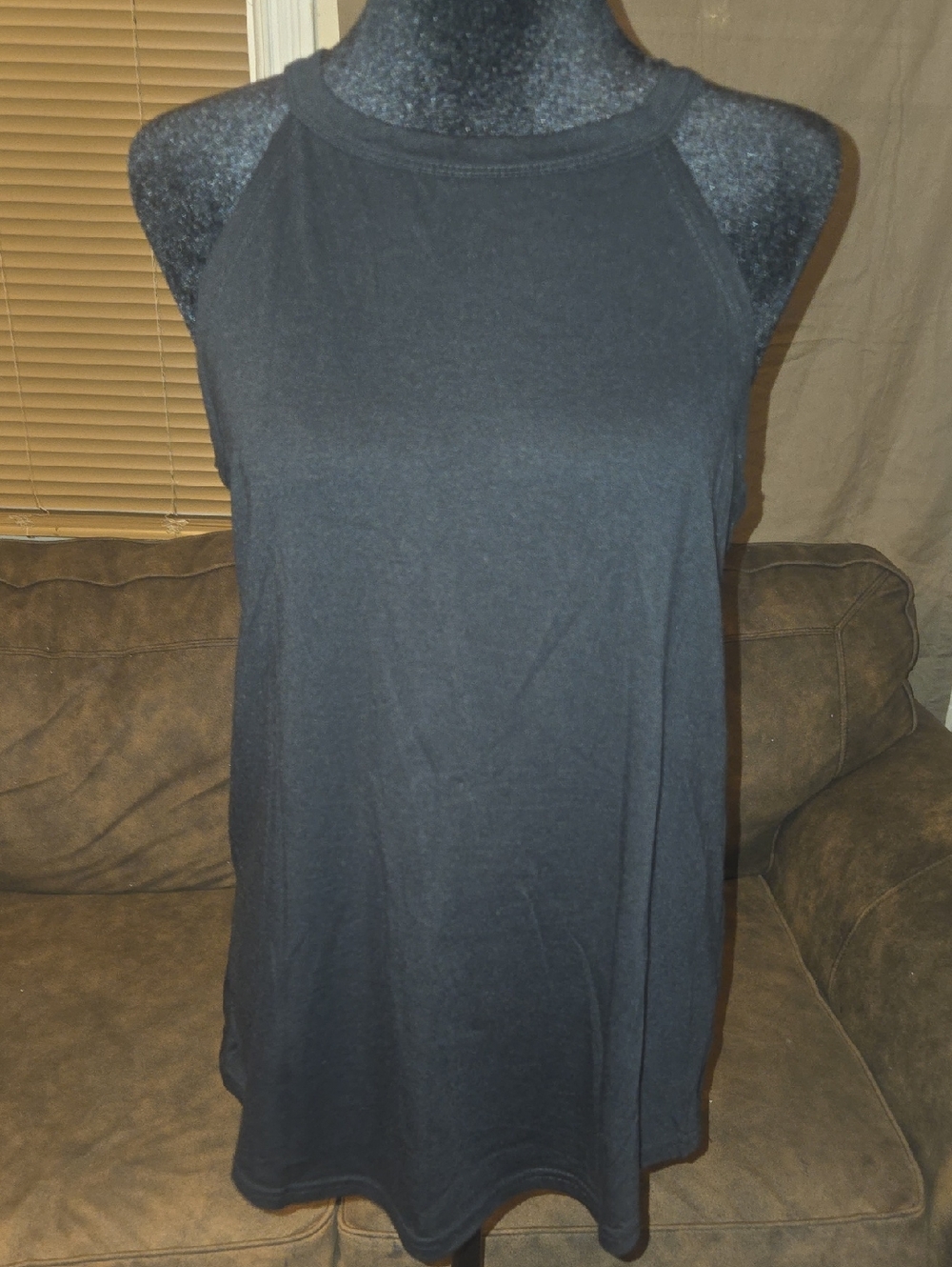 Black Sleeveless High-Neck Women's Tank Top